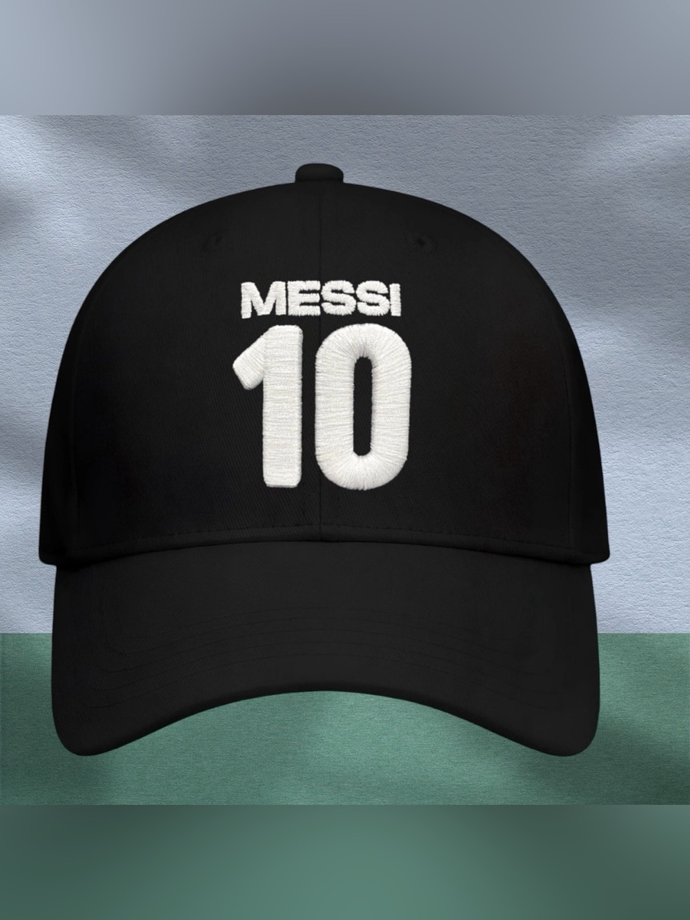 Messi- World Cup- FA Black Baseball Cap with White "MESSI 10" Embroidery